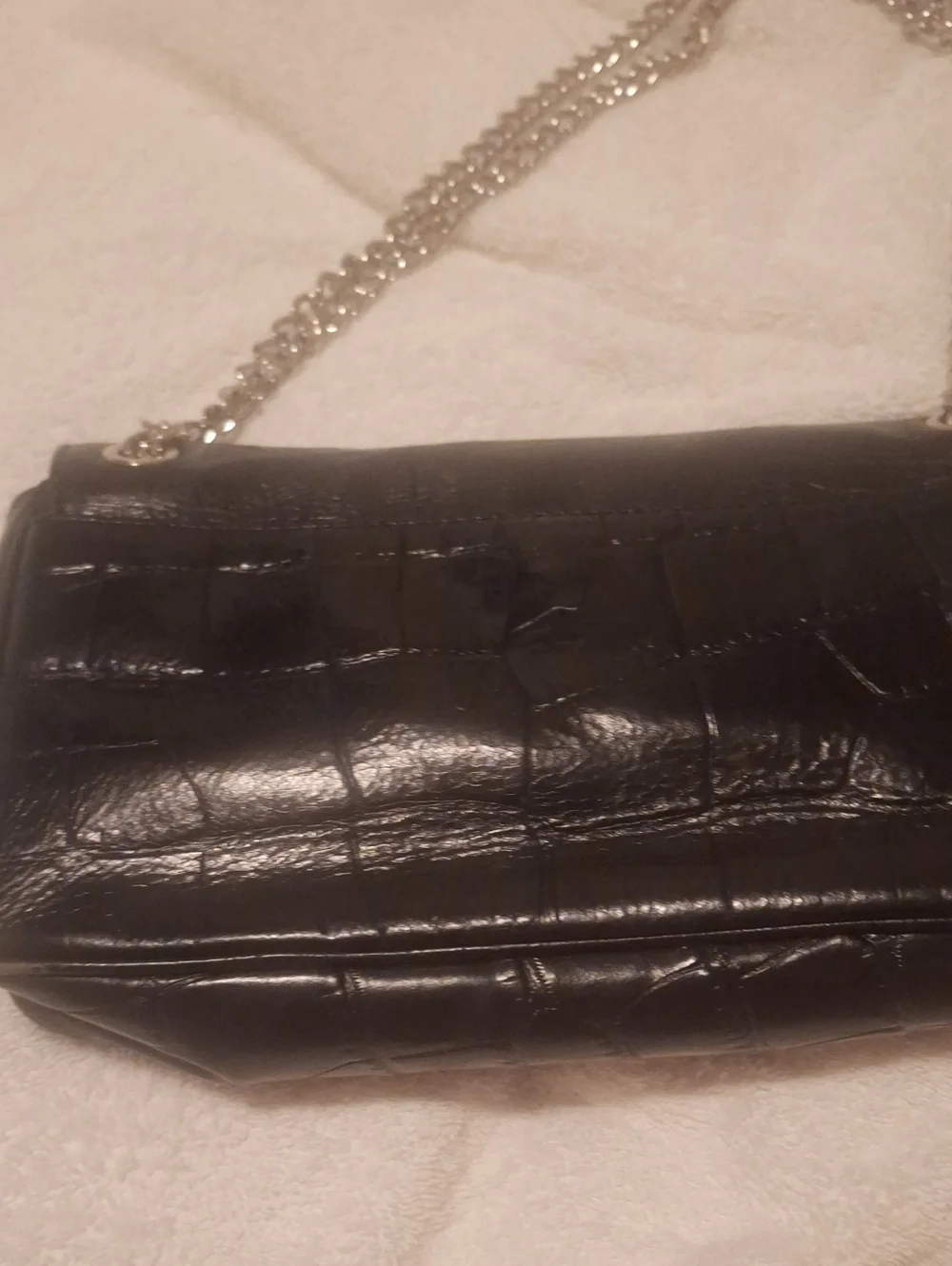 Black Quilted Leather Chain-Handle Shoulder Bag